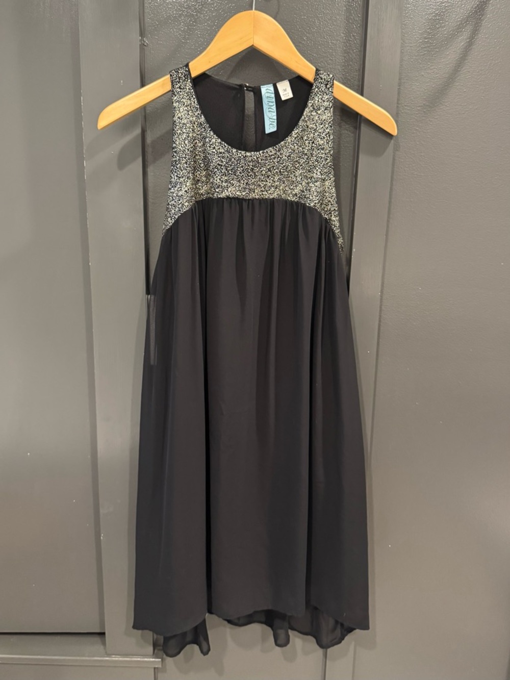 dina be Black Dress with Silver Sequin Detail